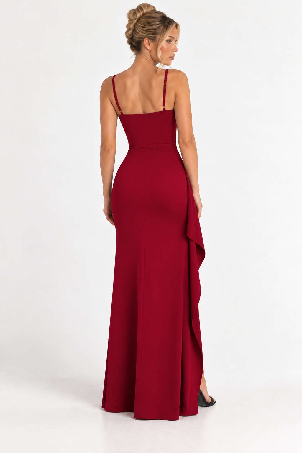 VESTIDO LARGO DRAPEADO CON ABERTURA