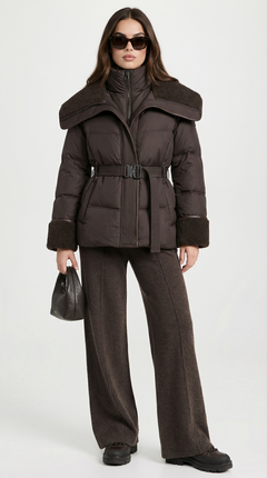 CHAQUETA DE PLUMON CON CUELLO XL MARRON