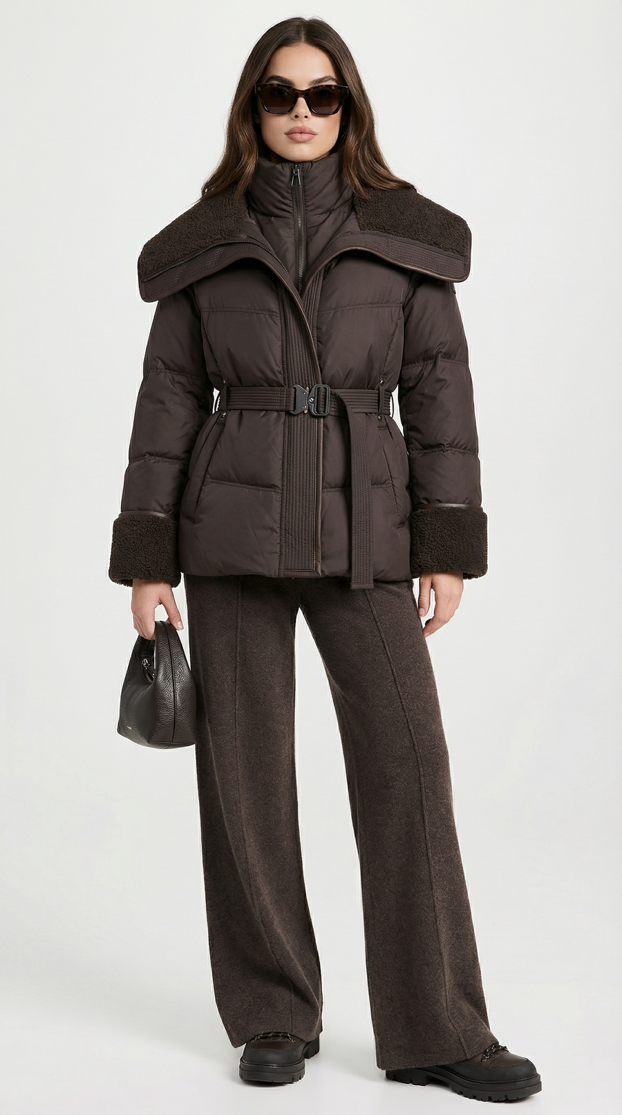 CHAQUETA DE PLUMON CON CUELLO XL MARRON