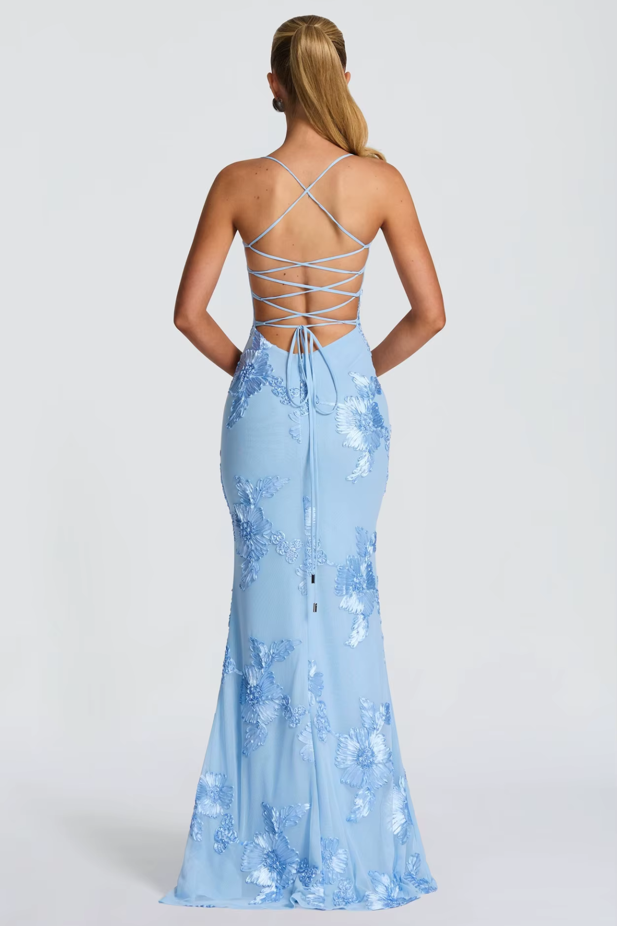 VESTIDO LARGO ESTILO CORSE AZUL CLARO