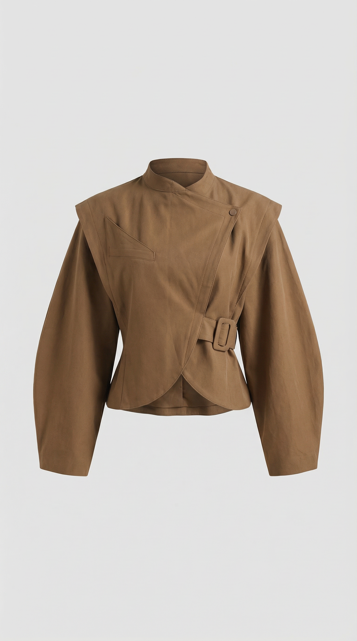 CHAQUETA CRUZADA CON HEBILLA MARRON