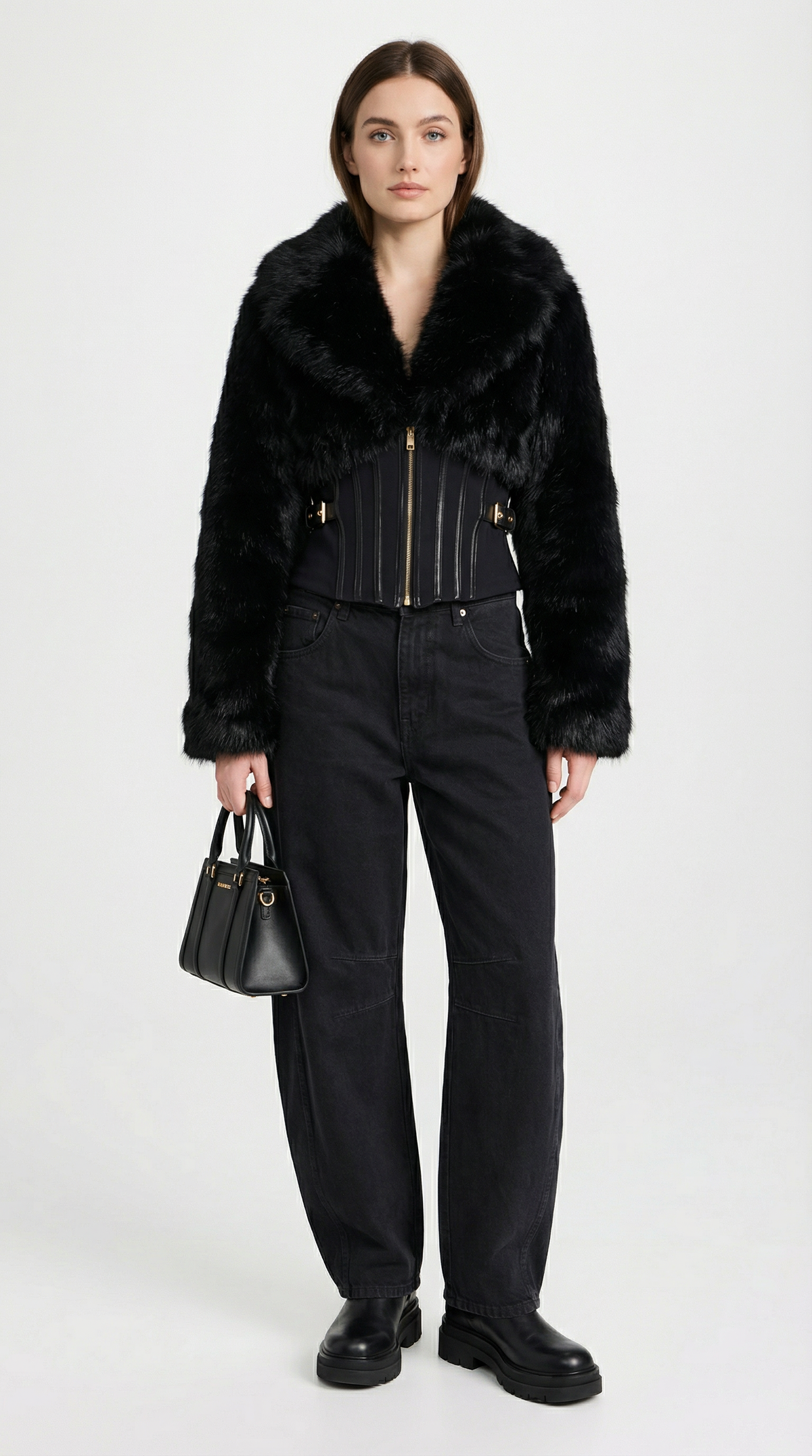 CHAQUETA CORTA DE PIEL CON CUELLO XL