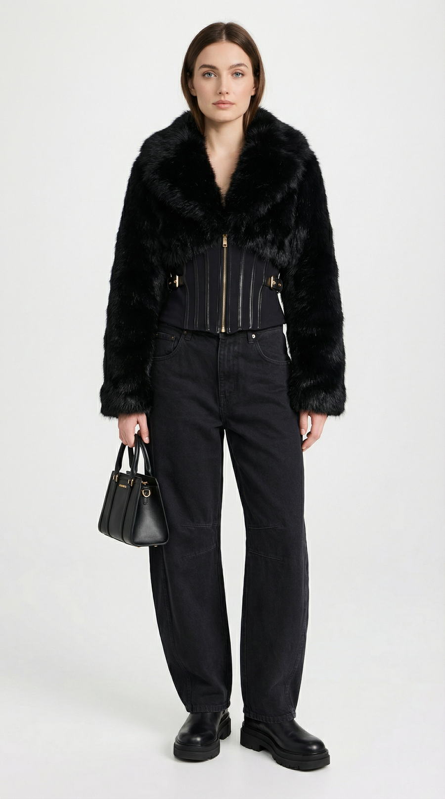 CHAQUETA CORTA DE PIEL CON CUELLO XL