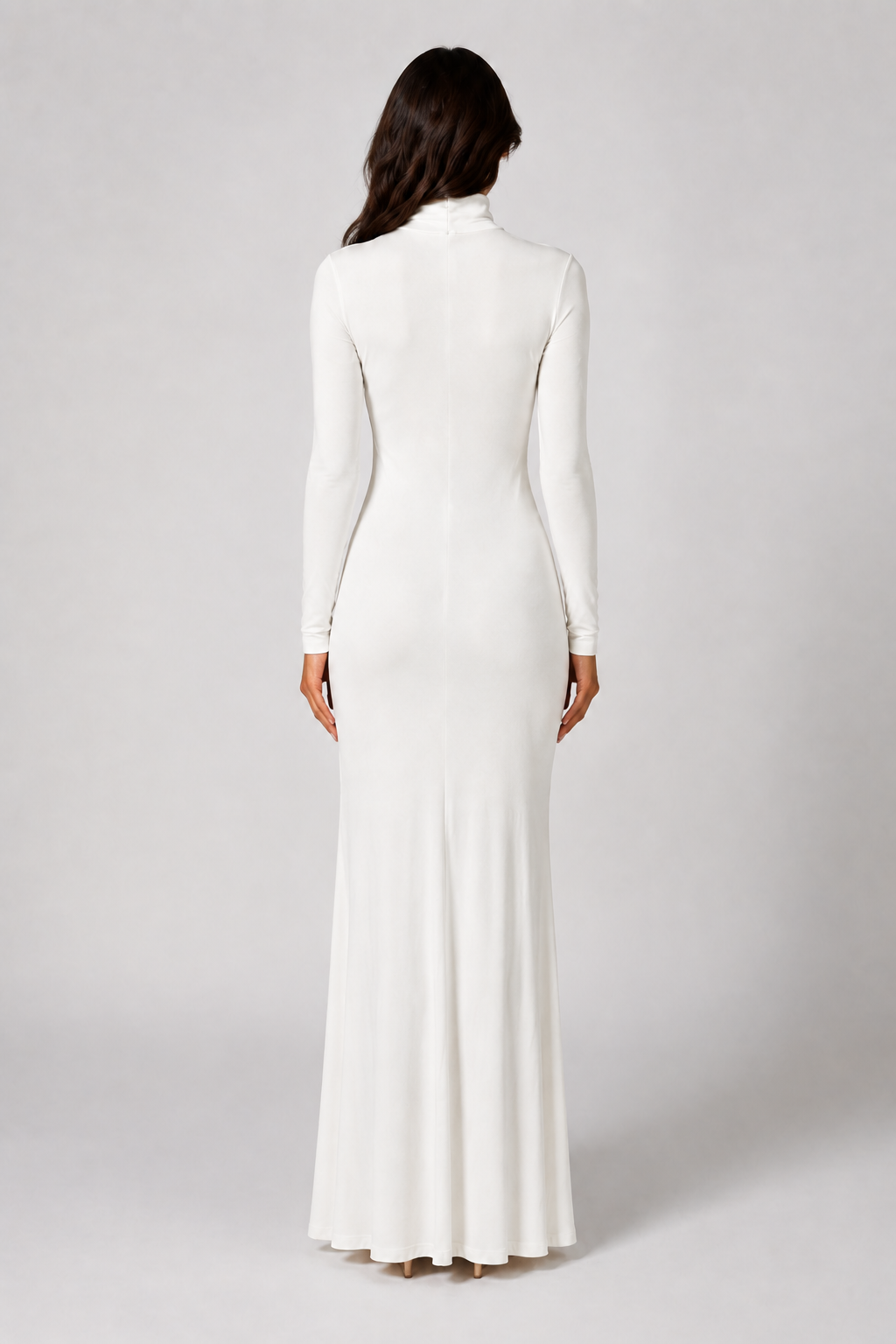 VESTIDO MAXI DE CUELLO ALTO BLANCO