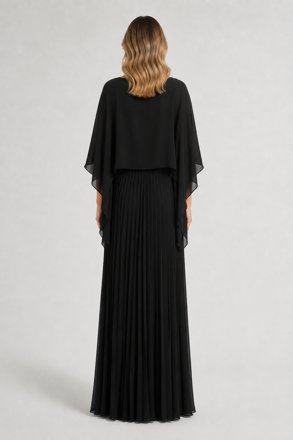 VESTIDO MAXI DE MANGA MURCIELAGO NEGRO
