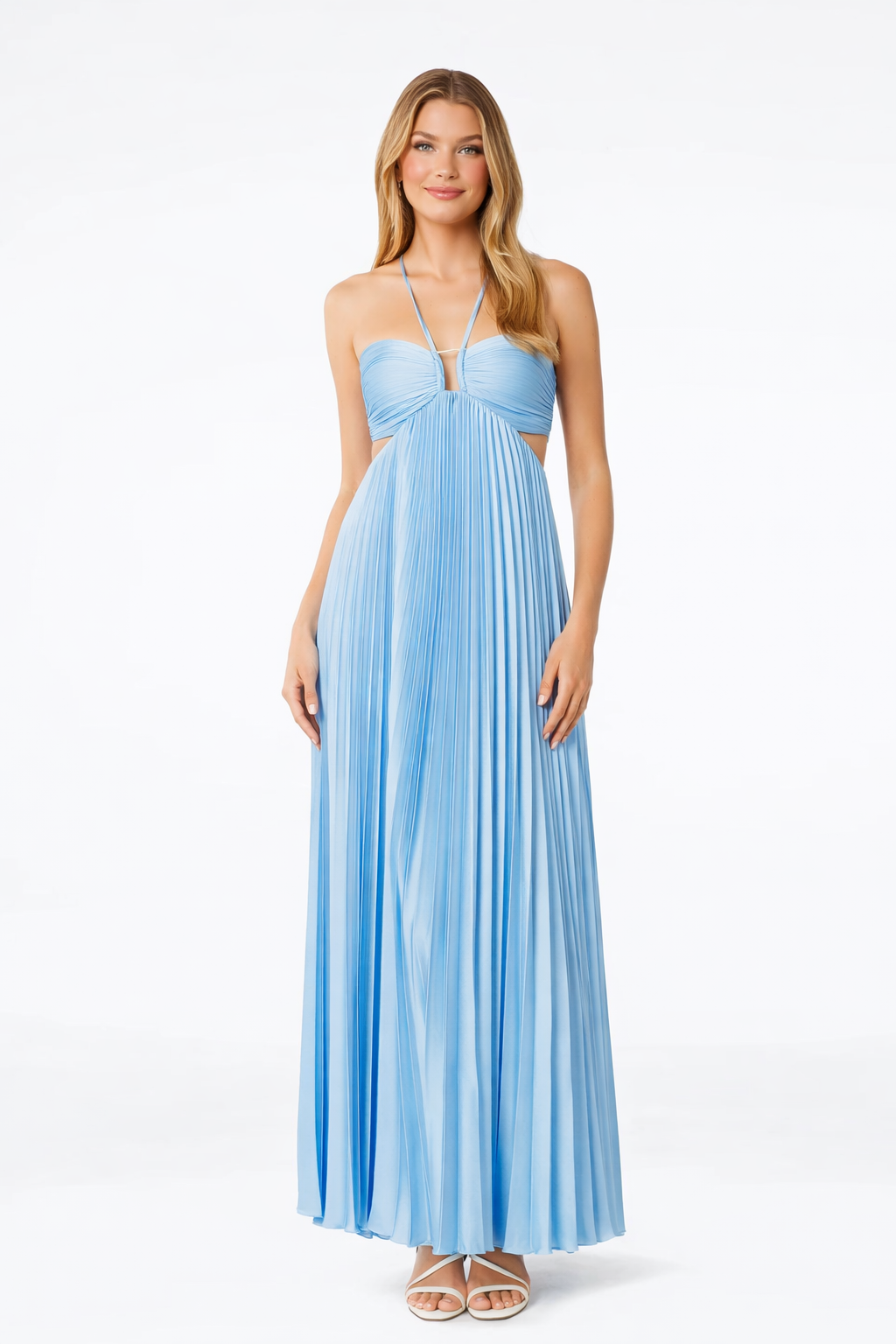 Soraya | Vestido maxi plisado azul
