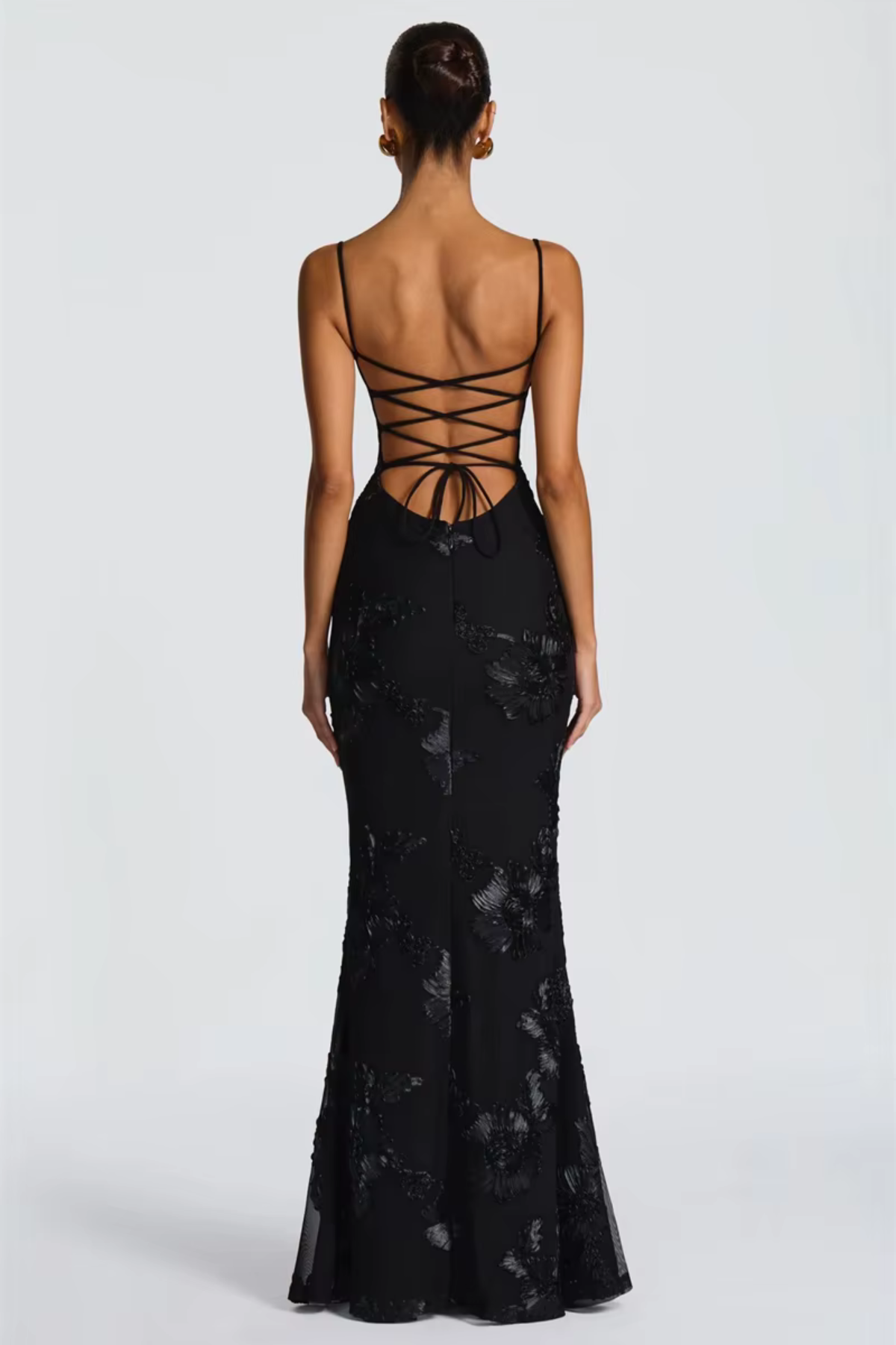 VESTIDO LARGO ESTILO CORSE NEGRO