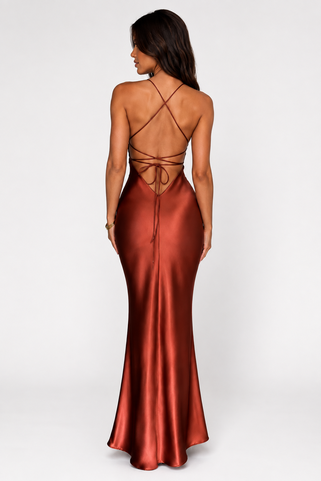 VESTIDO LARGO SATINADO ROJO