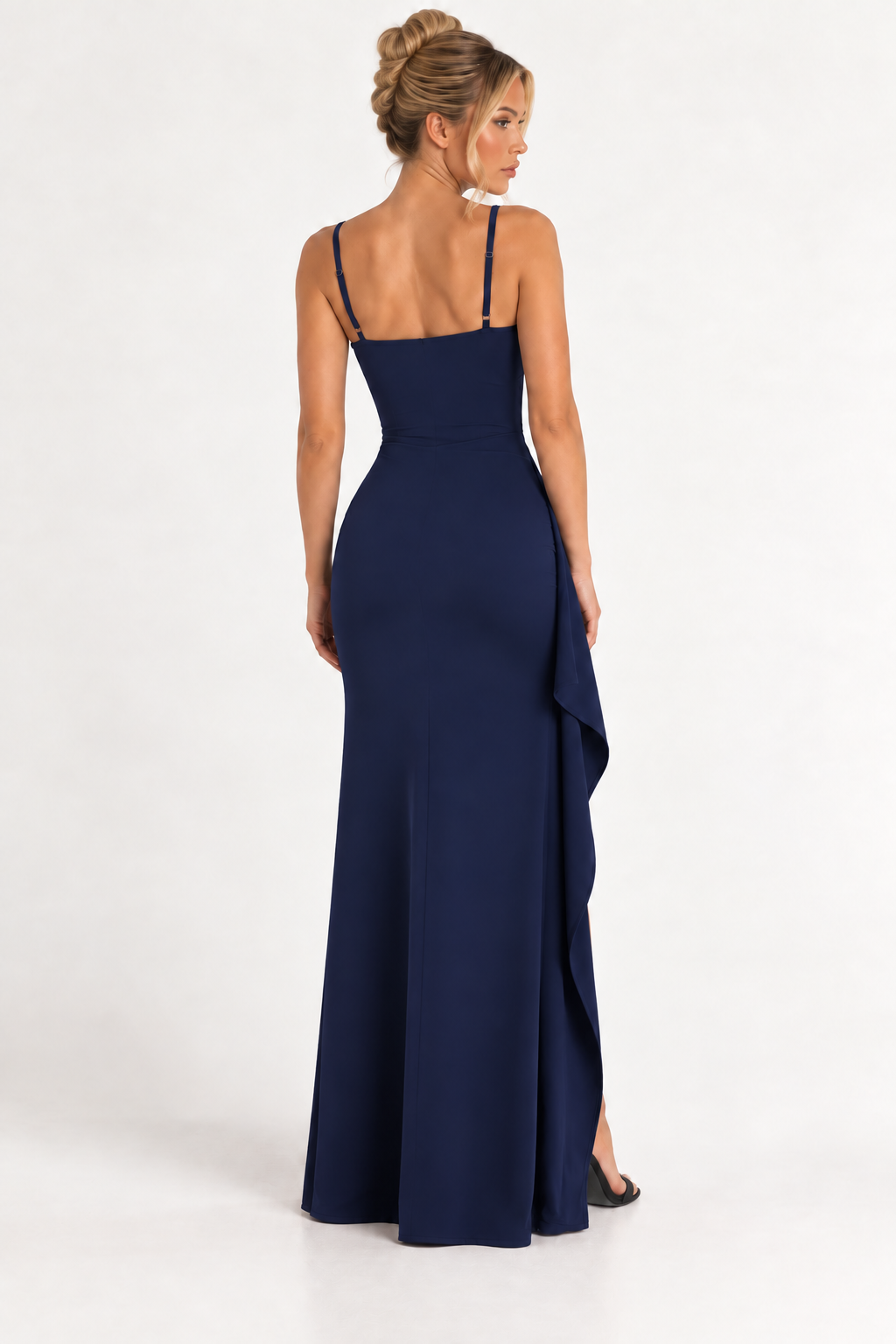 VESTIDO LARGO DRAPEADO CON ABERTURA