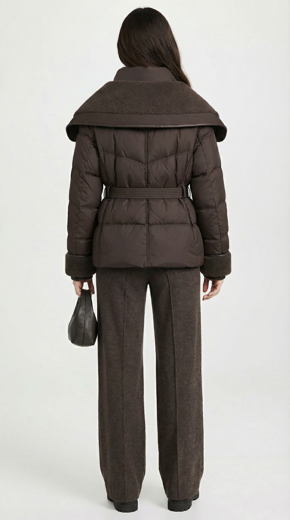 CHAQUETA DE PLUMON CON CUELLO XL MARRON