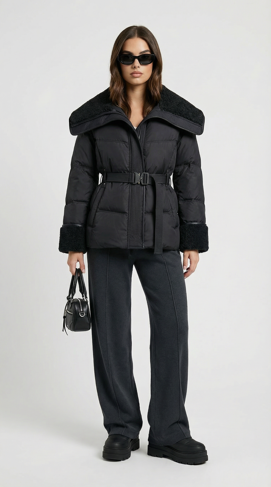 CHAQUETA ACOLCHADA CON CUELLO XL NEGRO