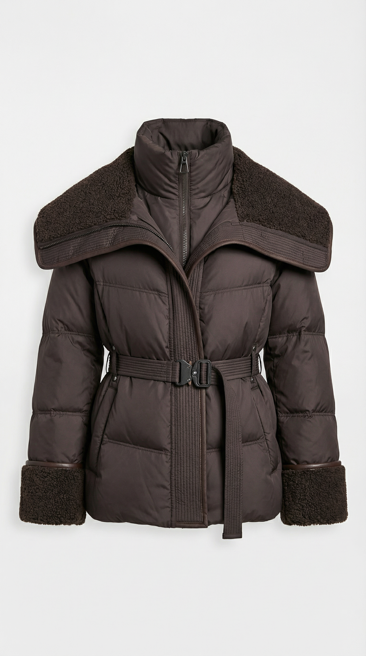 CHAQUETA DE PLUMON CON CUELLO XL MARRON