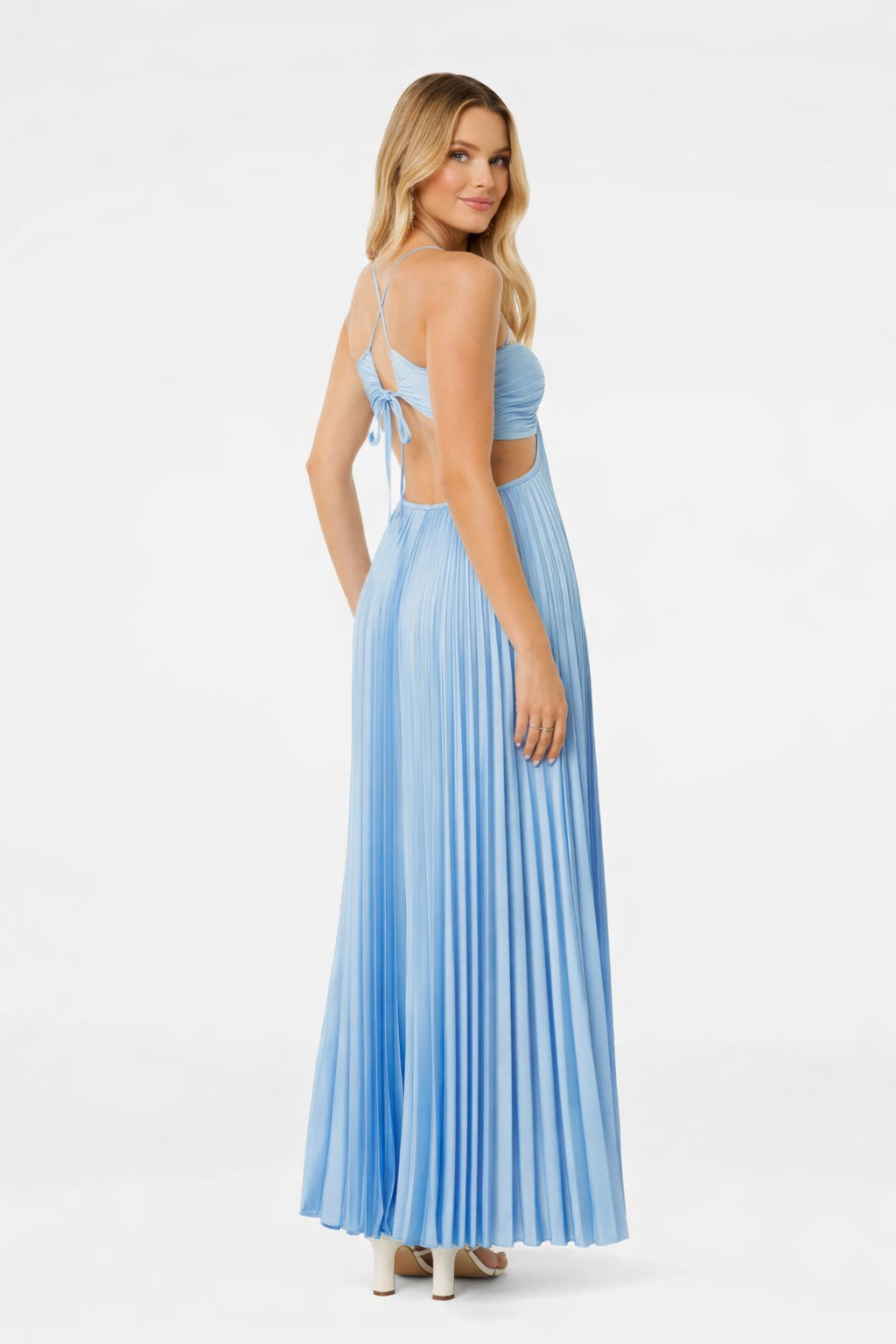Soraya | Vestido maxi plisado azul