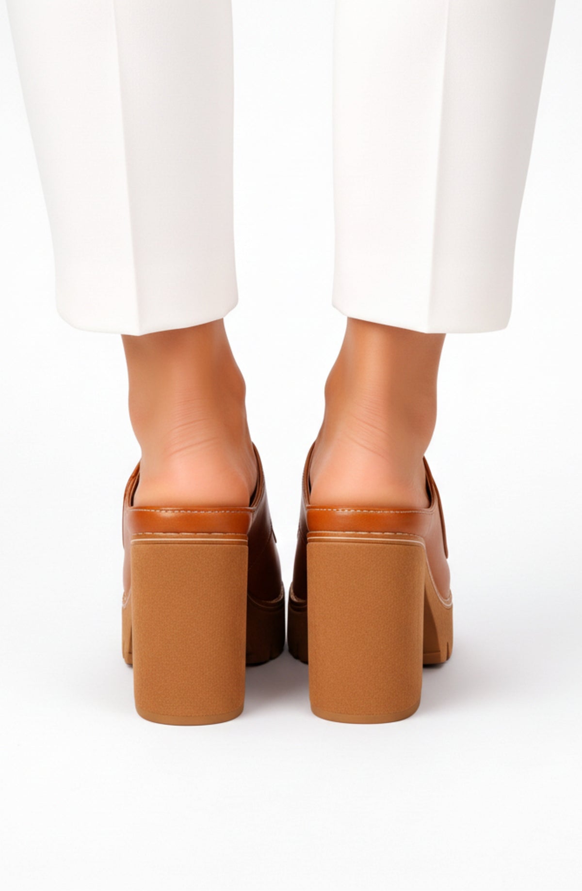 ZAPATOS DE TACÓN CON PLATAFORMA - MARRÓN
