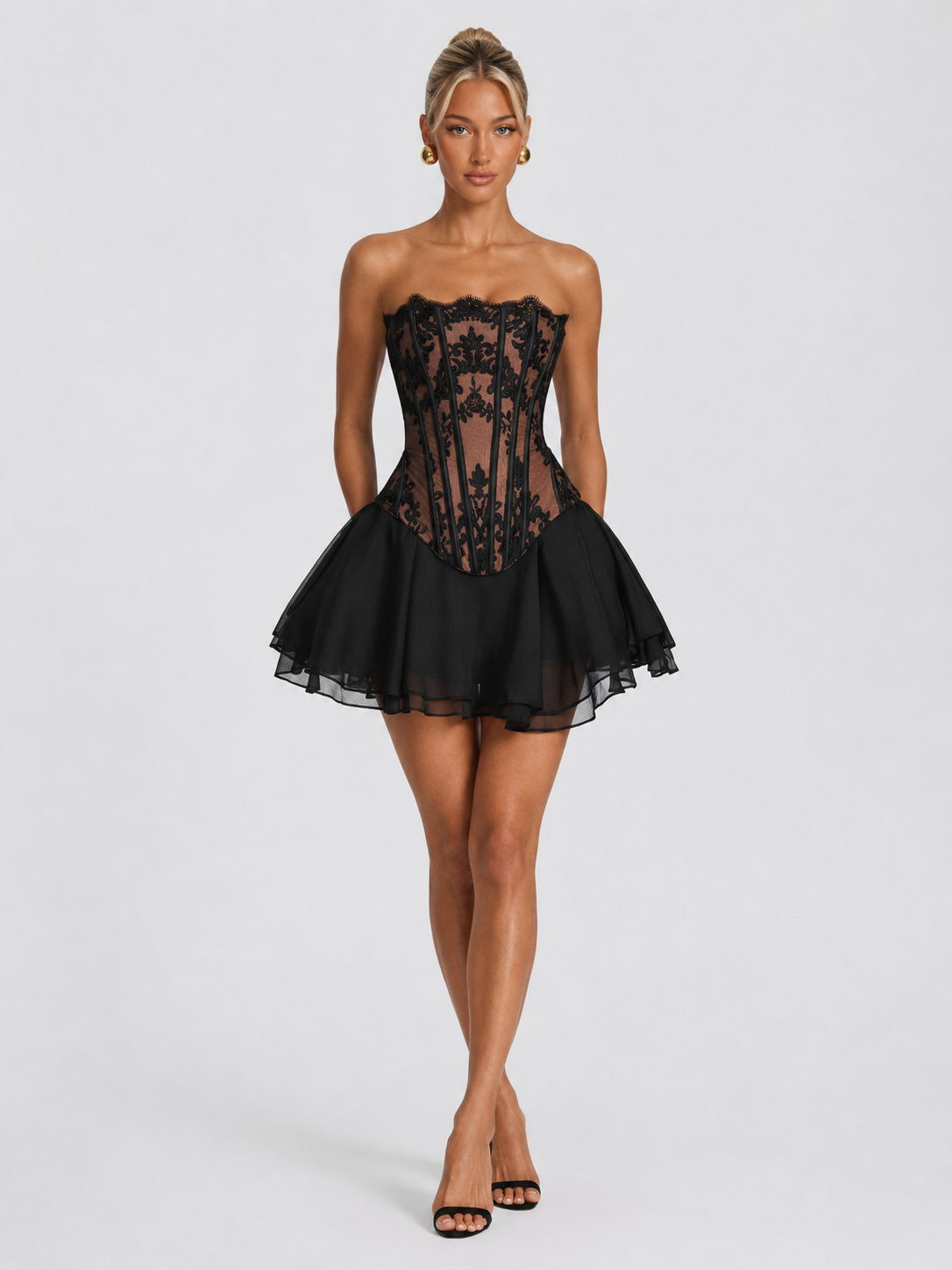 FALDA PANTALON DE VOLANTES NEGRA