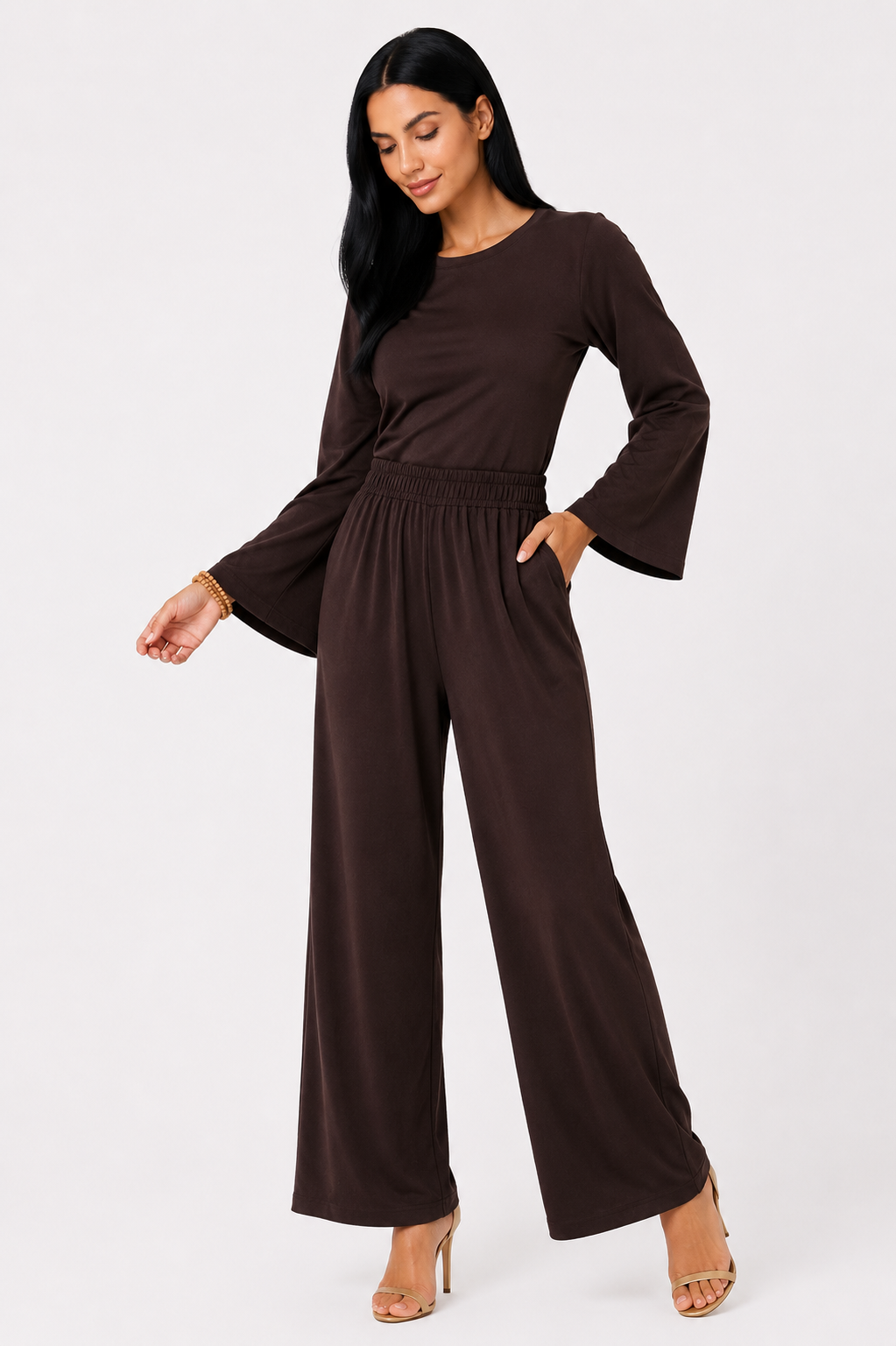 Conjunto de blusa y pantalón ancho