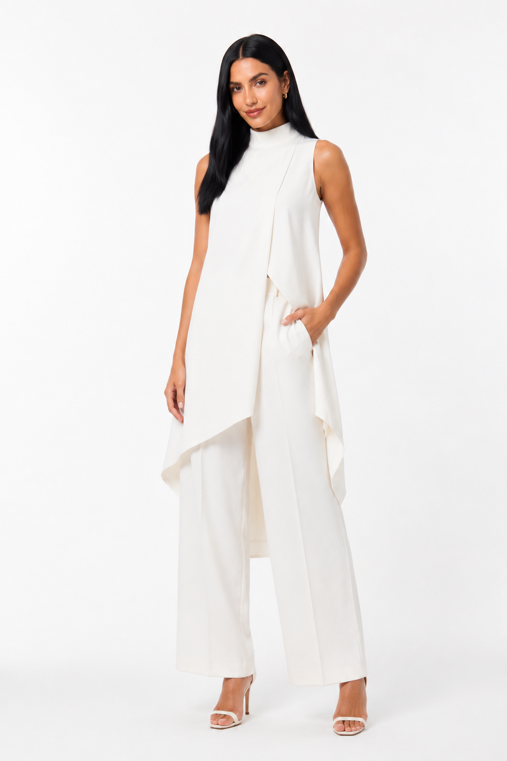 Conjunto elegante asimétrico de dos piezas