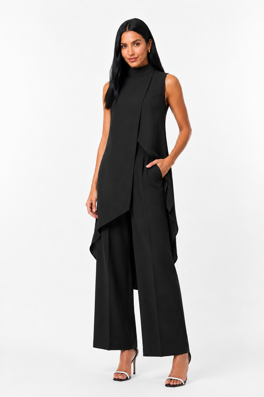 Conjunto elegante asimétrico de dos piezas