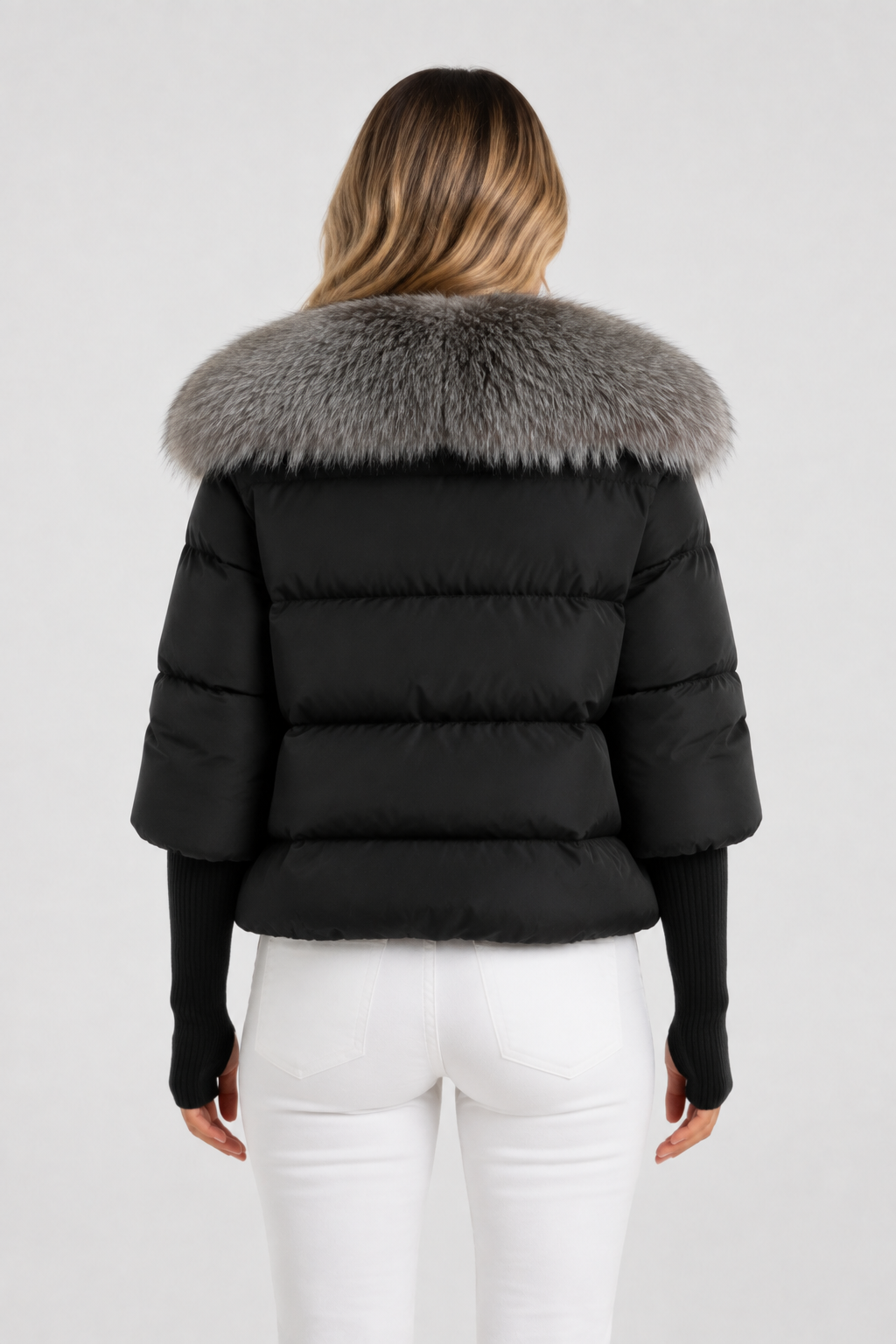 CHAQUETA ACOLCHADA CON CUELLO DE PIEL SINTETICA