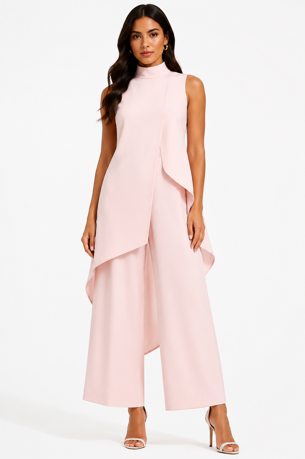 VESTIDO LARGO SATINADO CON ESCOTE DRAPEADO