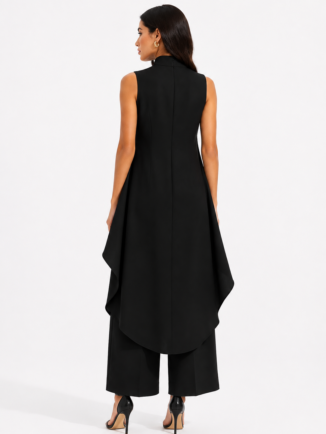 VESTIDO LARGO SATINADO CON ESCOTE DRAPEADO
