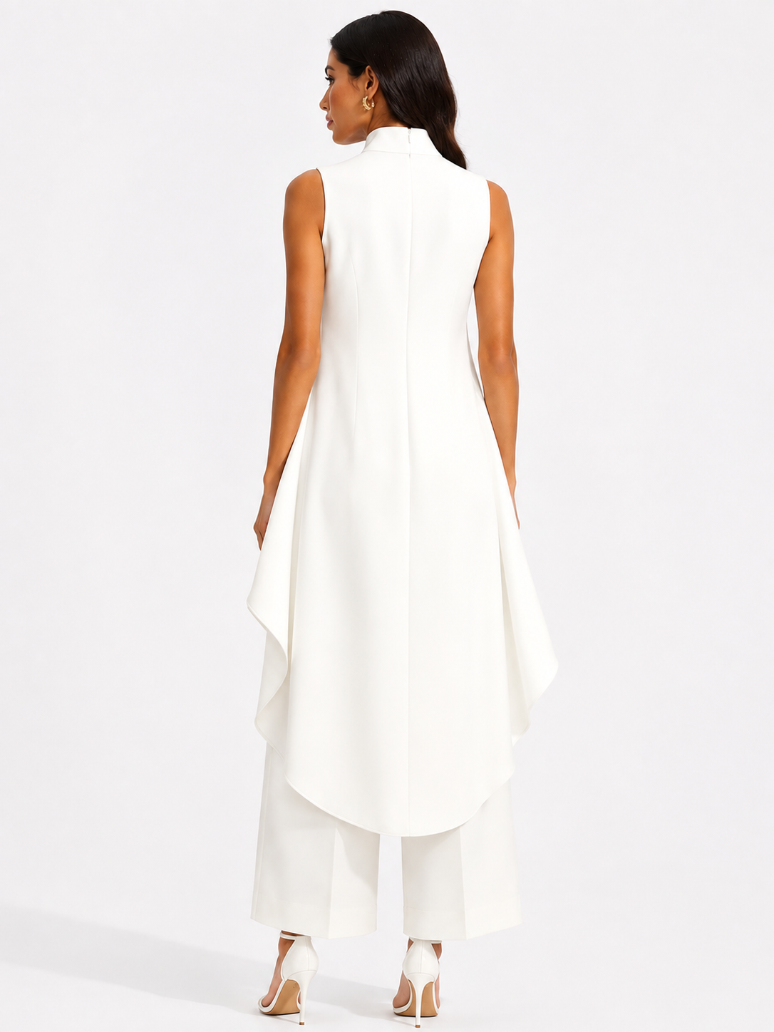 VESTIDO LARGO SATINADO CON ESCOTE DRAPEADO