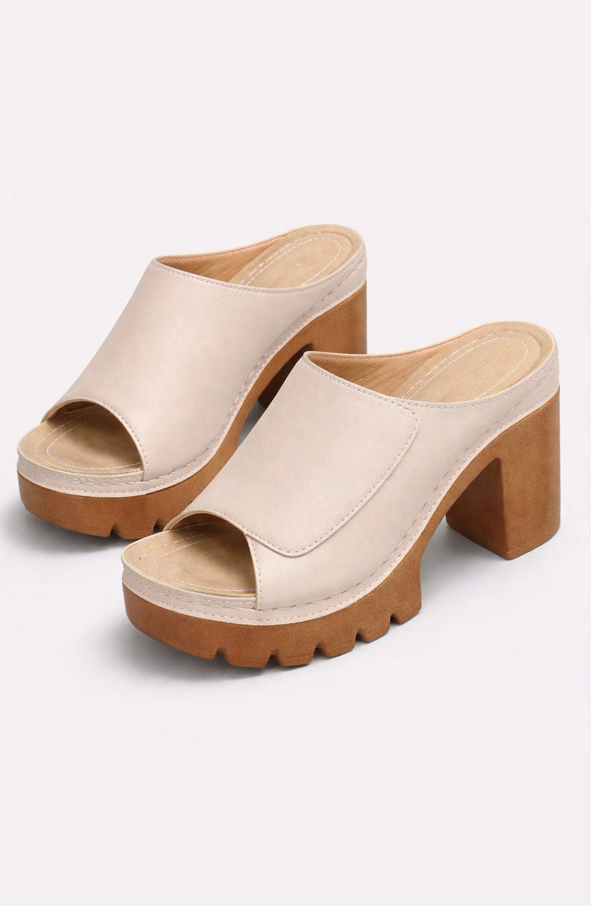 ZAPATOS DE TACÓN CON PLATAFORMA - BEIGE