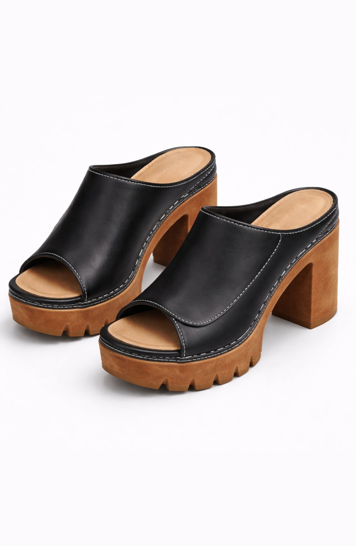ZAPATOS DE TACÓN CON PLATAFORMA - NEGRO