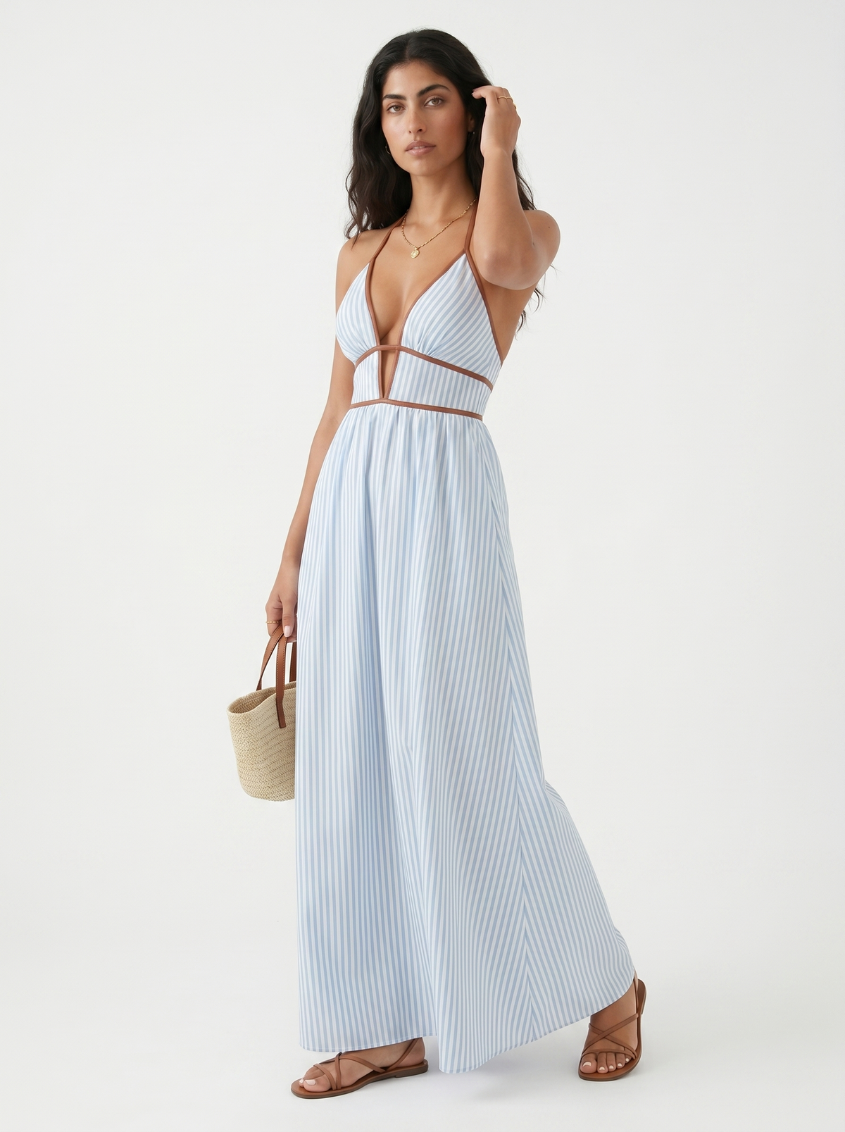 VESTIDO LARGO DE VERANO AZUL