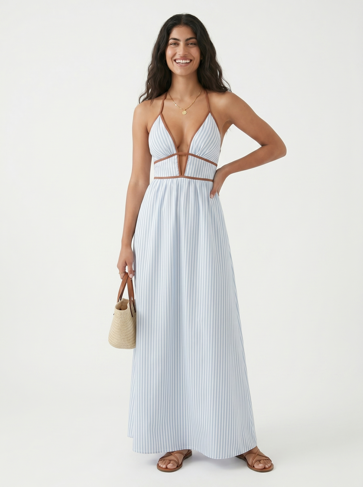 VESTIDO LARGO DE VERANO AZUL CLARO