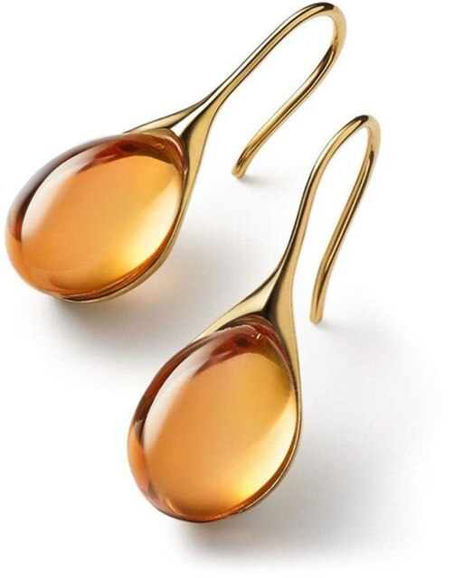 Pendientes largos chic con cristales en naranja