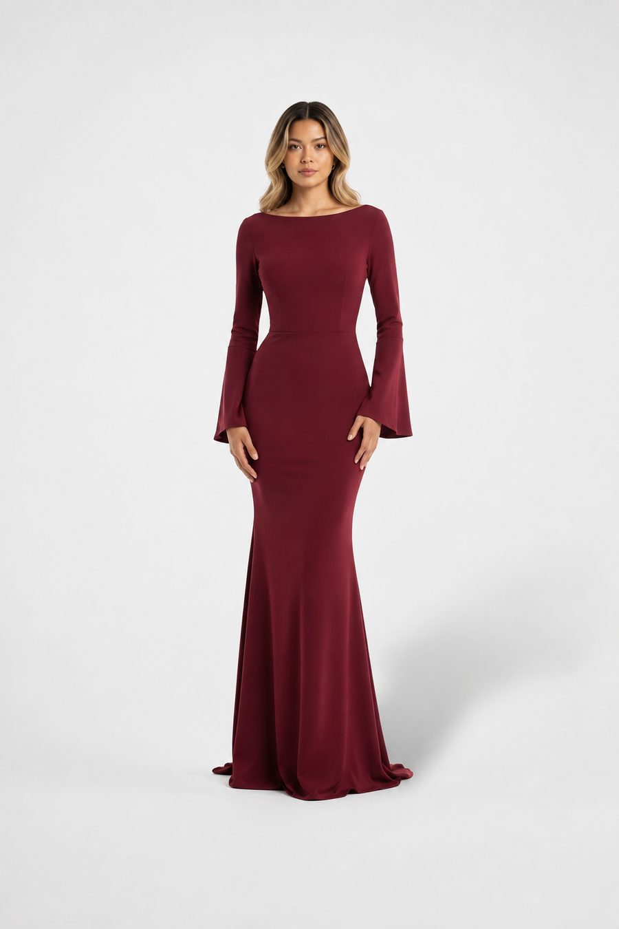 VESTIDO MAXI DE MANGA LARGA ROJO
