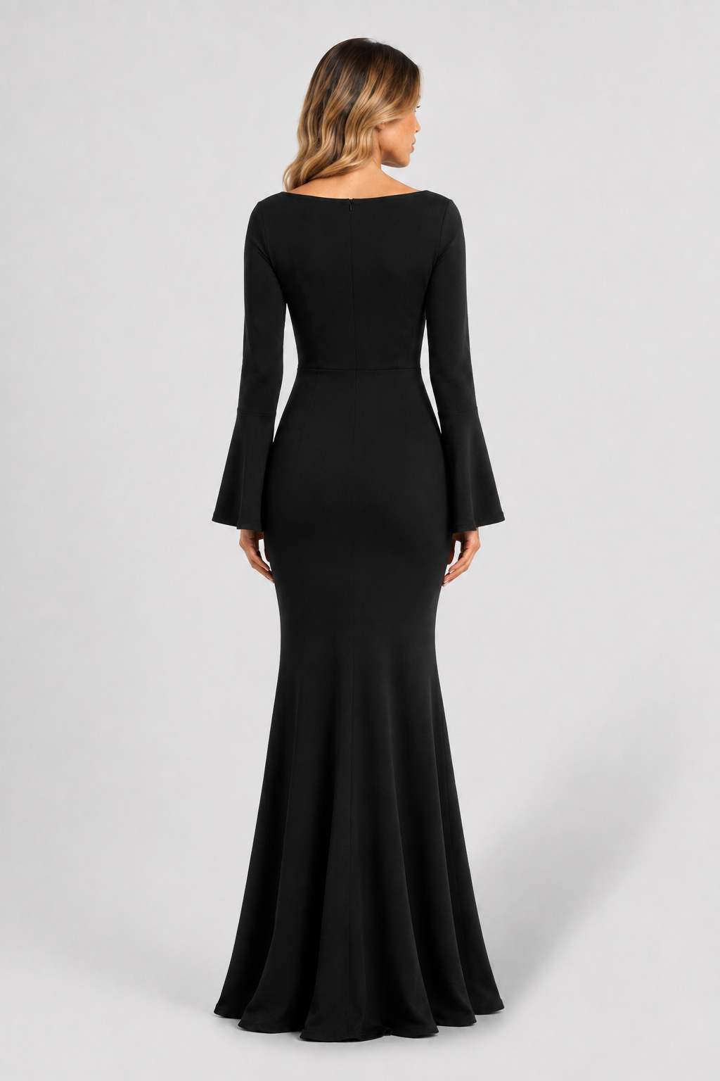 VESTIDO MAXI DE MANGA LARGA NEGRO