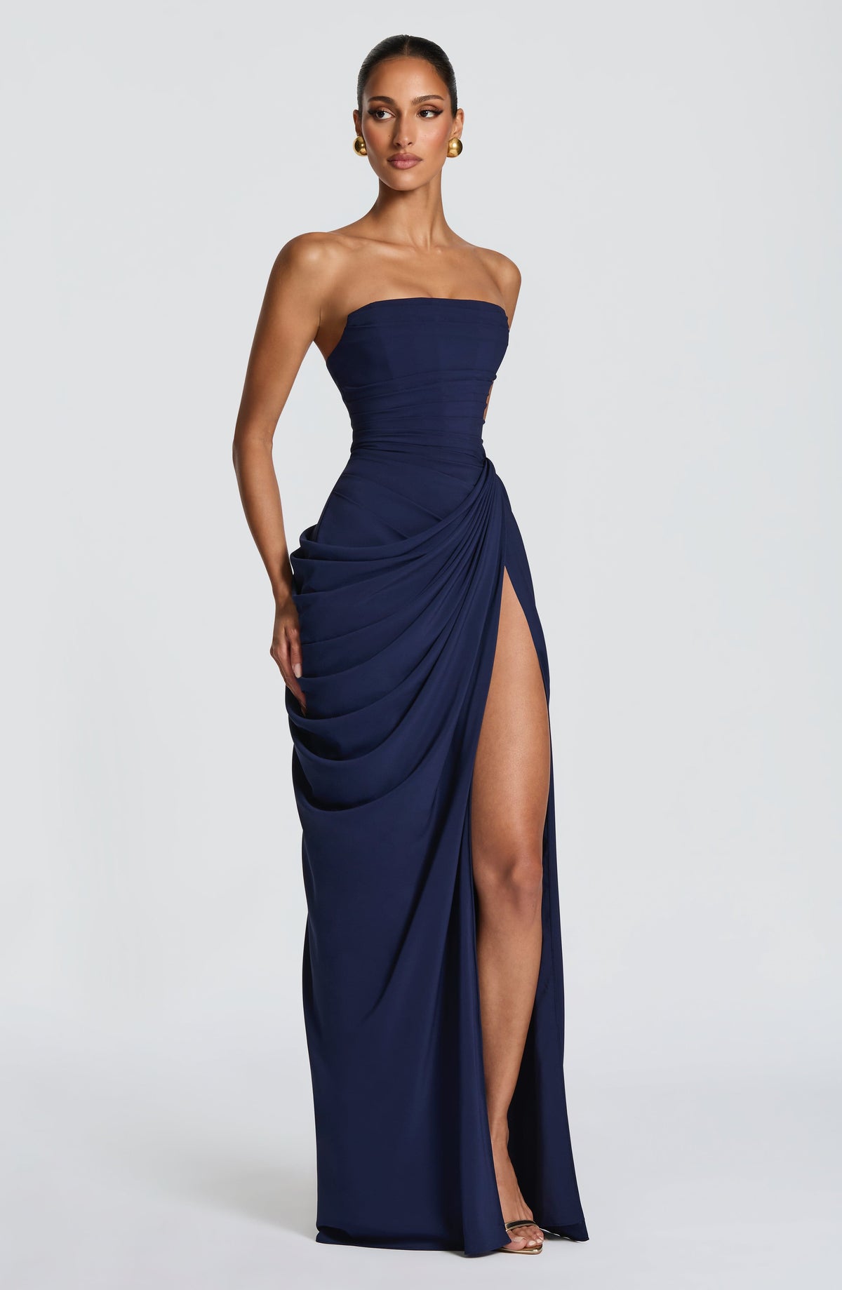 VESTIDO LARGO DRAPEADO