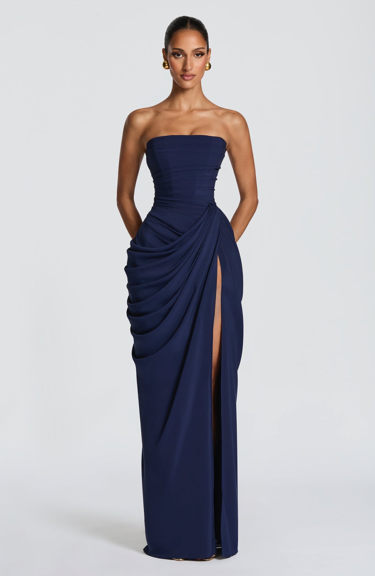VESTIDO LARGO DRAPEADO