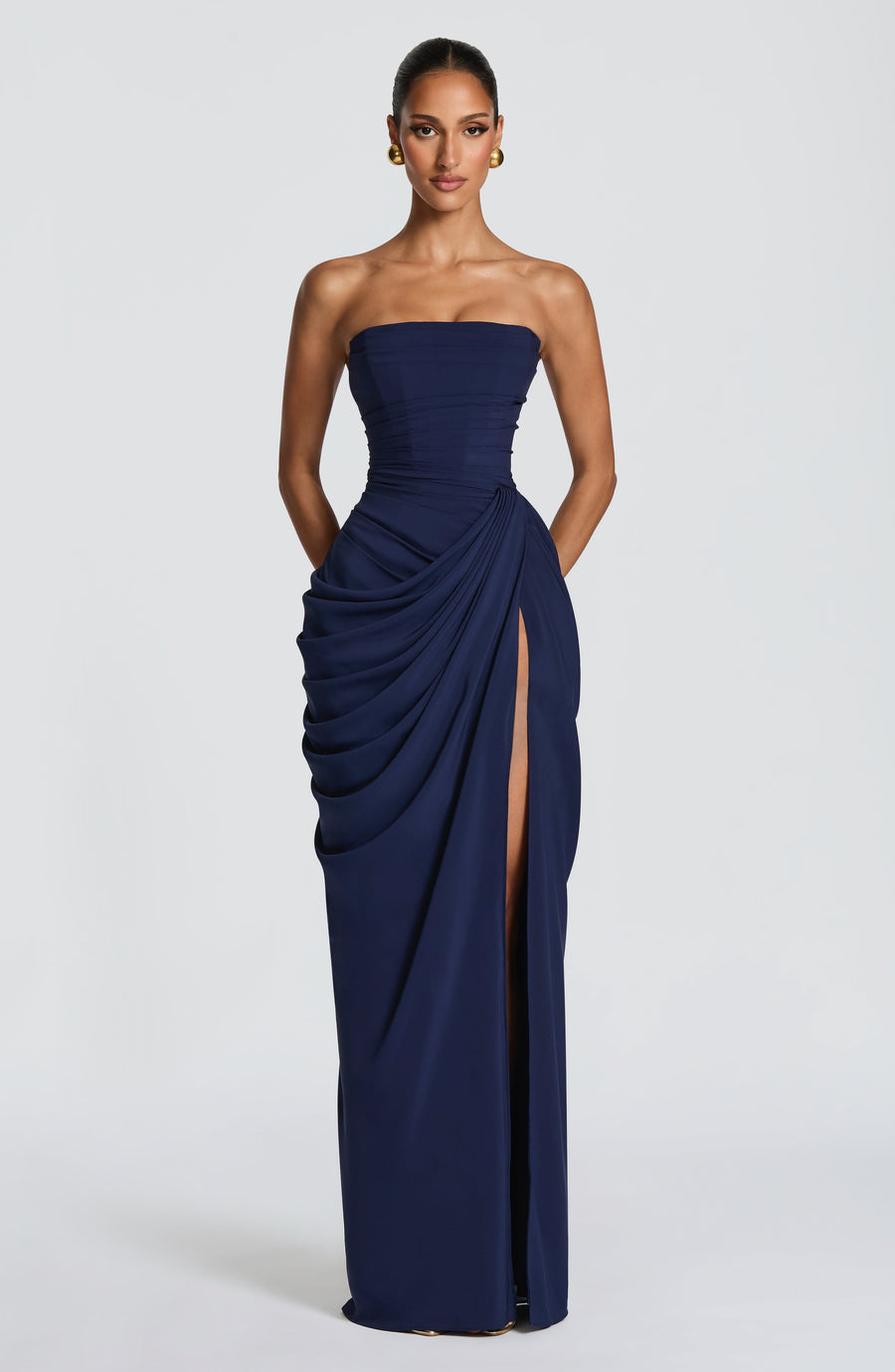 VESTIDO LARGO DRAPEADO
