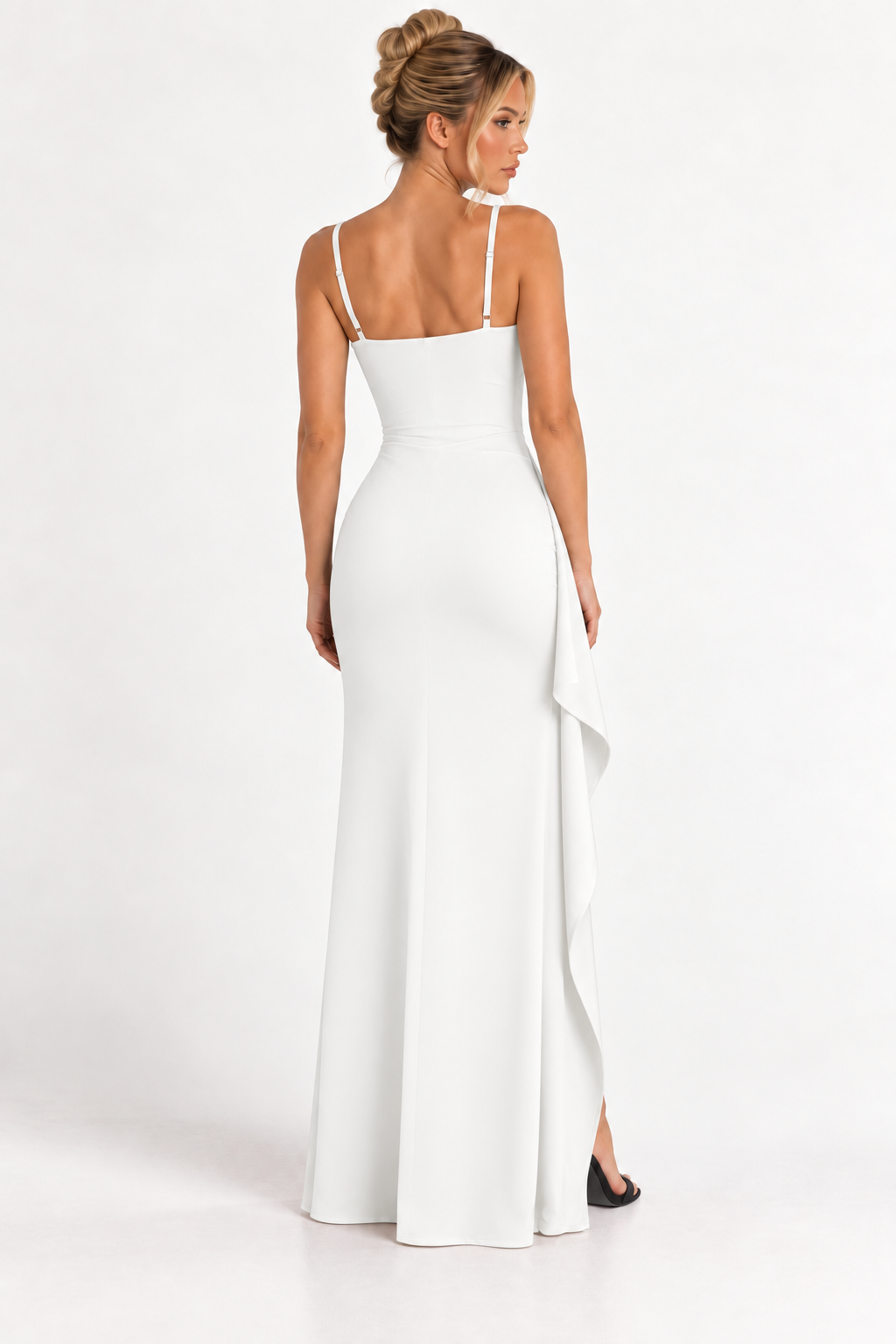 VESTIDO LARGO DRAPEADO CON ABERTURA