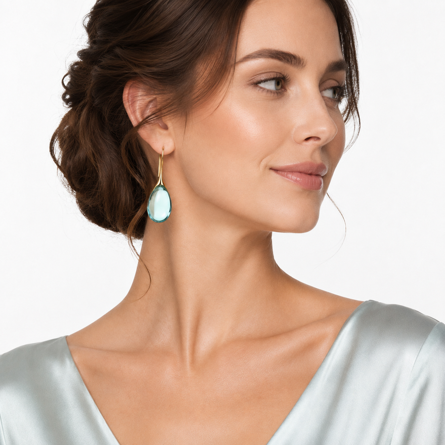 PENDIENTES LARGOS CON CRISTALES VERDE