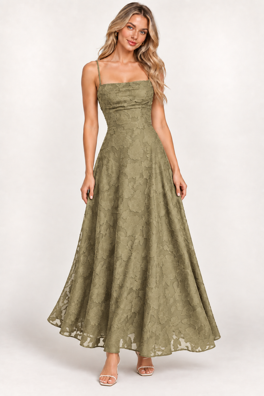 VESTIDO MAXI DE ENCAJE BOTÁNICO