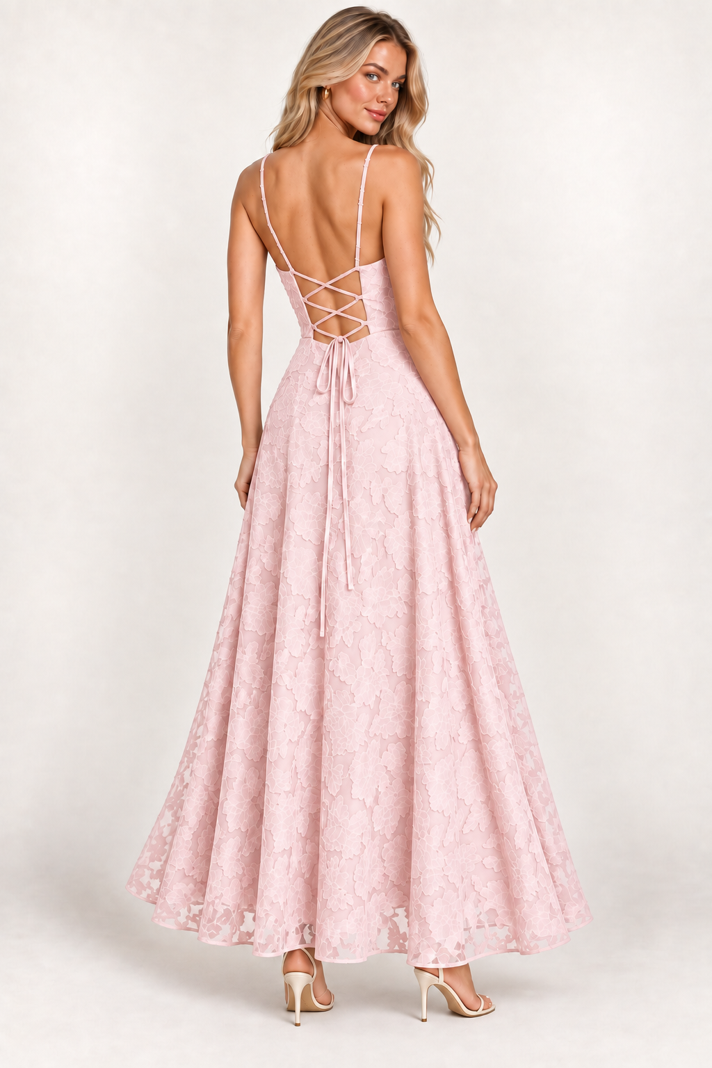 VESTIDO MAXI DE ENCAJE BOTÁNICO