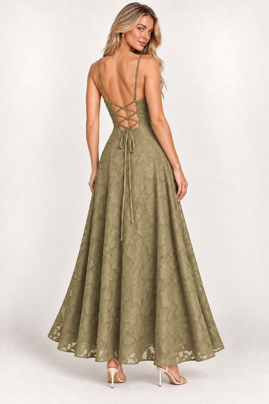 VESTIDO MAXI DE ENCAJE BOTÁNICO