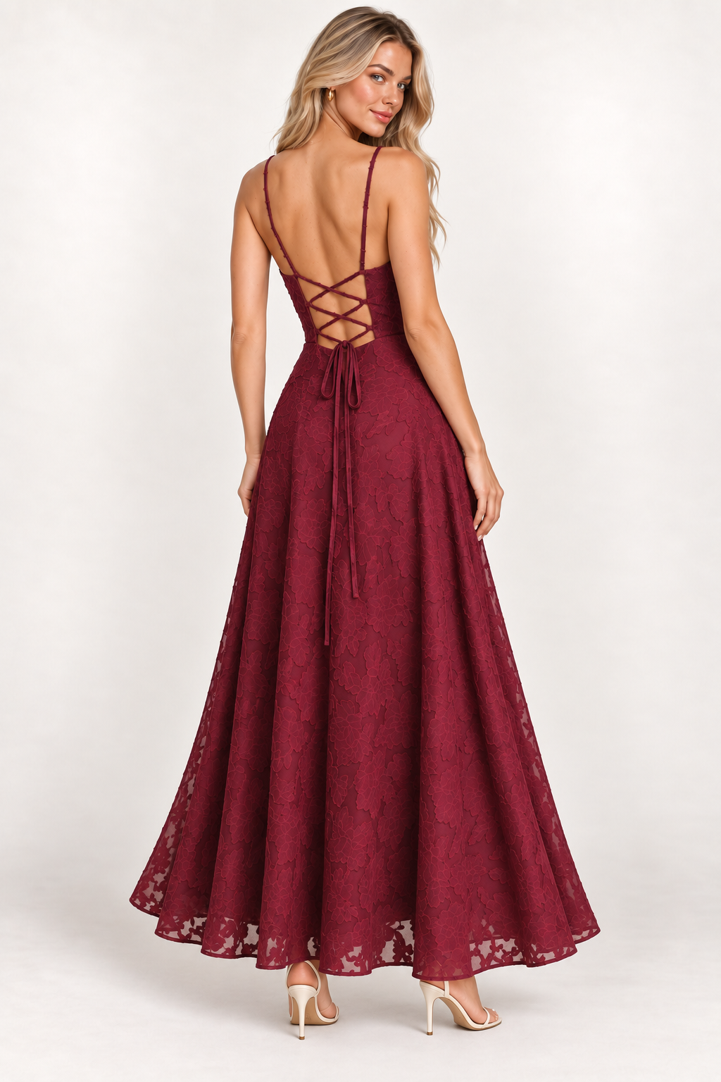 VESTIDO MAXI DE ENCAJE BOTÁNICO
