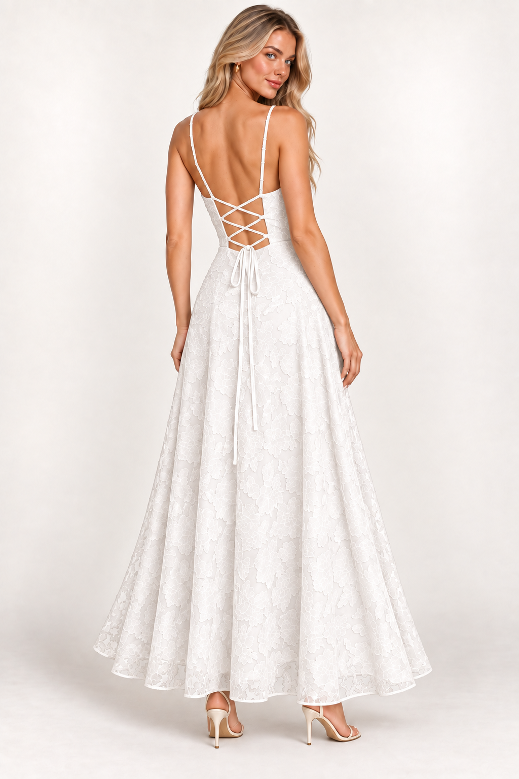 VESTIDO MAXI DE ENCAJE BOTÁNICO