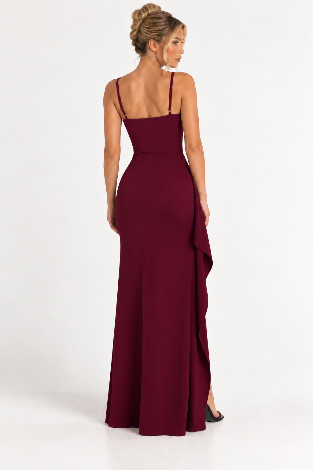 VESTIDO LARGO DRAPEADO CON ABERTURA