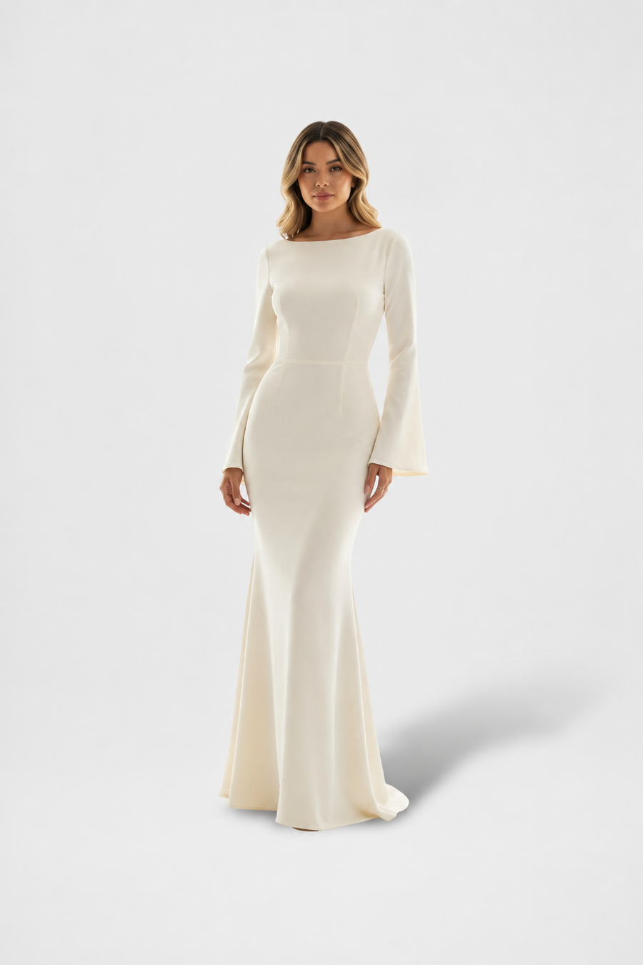 VESTIDO MAXI DE MANGA LARGA BLANCO
