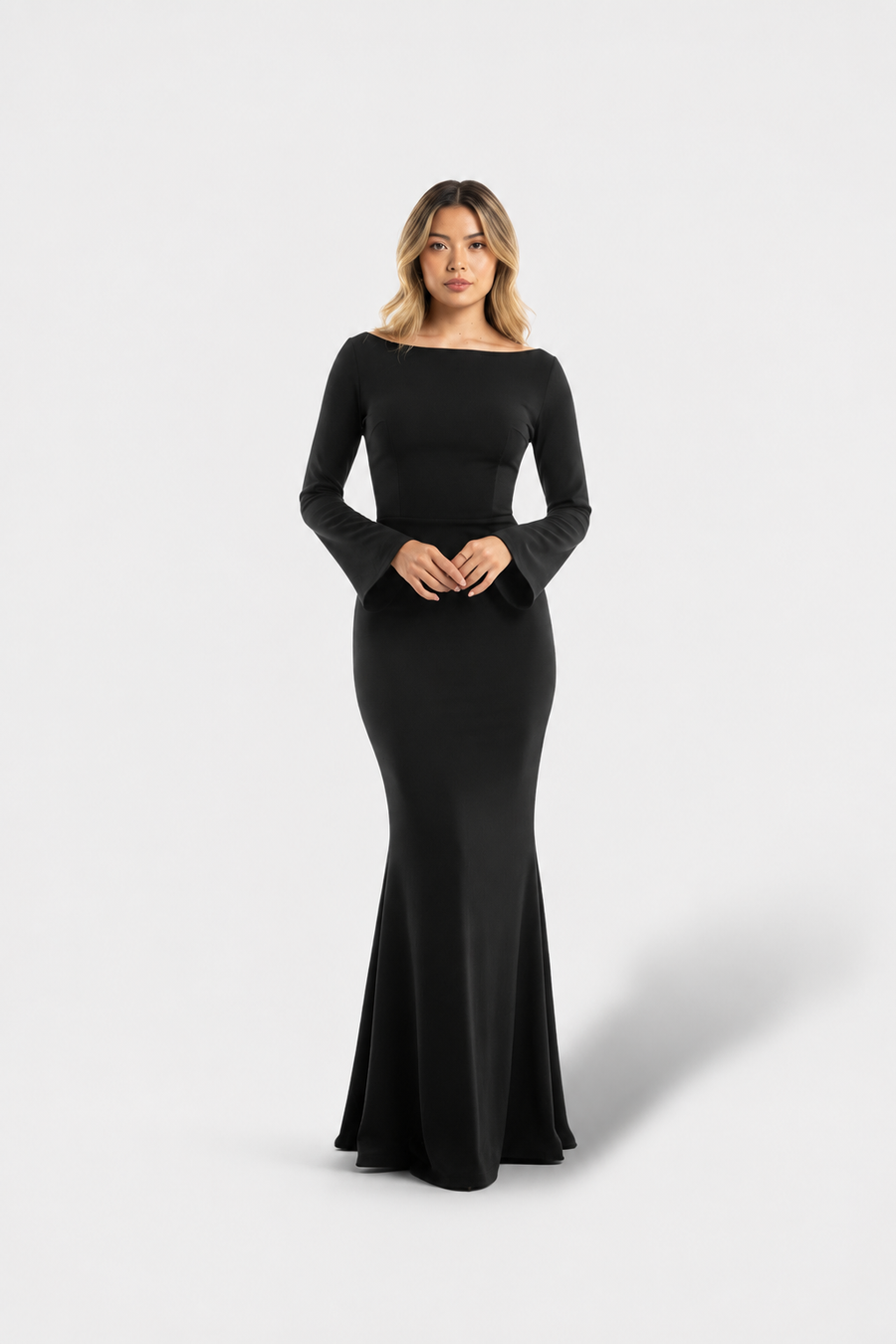 VESTIDO MAXI DE MANGA LARGA NEGRO