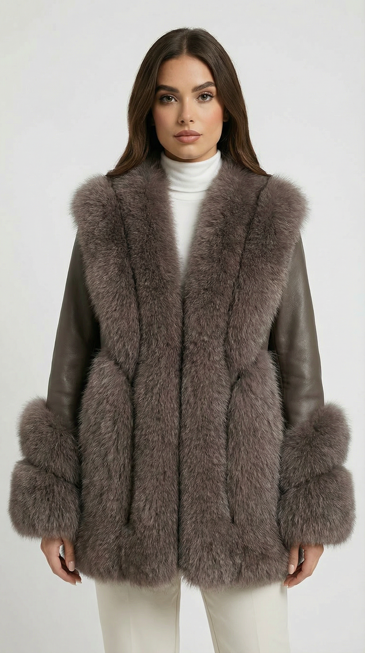 CHAQUETA LARGA DE PELO CON PUÑOS