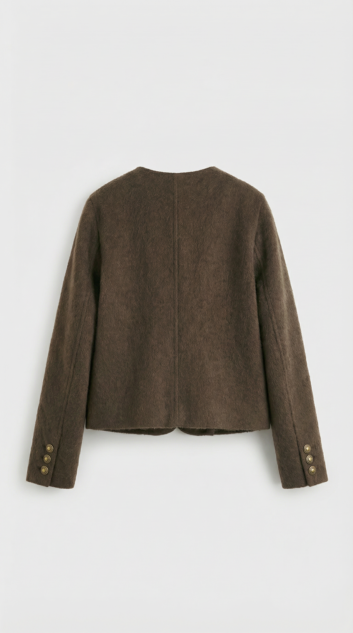 CHAQUETA CORTA DE LANA Y CACHEMIR MARRON