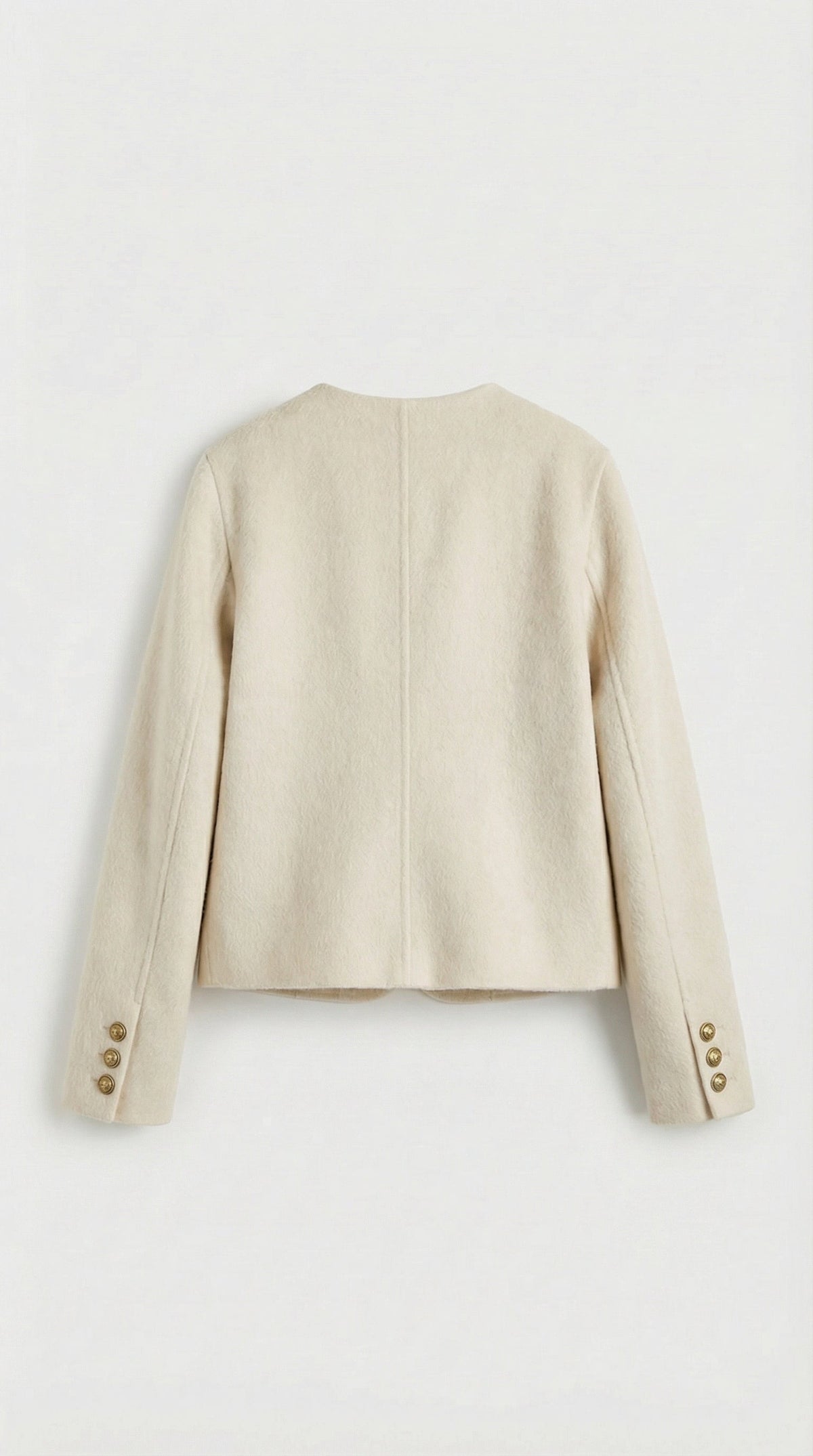 CHAQUETA CORTA DE LANA Y CACHEMIR BEIGE