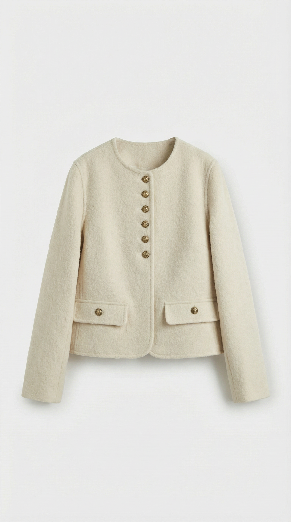 CHAQUETA CORTA DE LANA Y CACHEMIR BEIGE